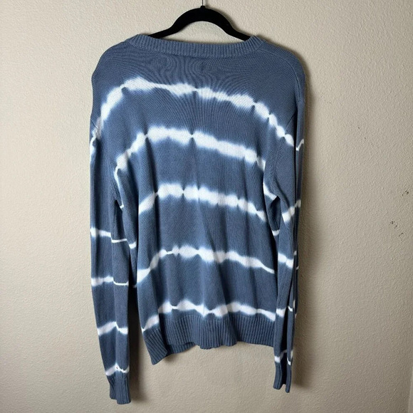 NORDSTROM XRAY Brand Grey Blue Tie Dye Stripe Crewneck Sweater Size Large - Picture 7 of 10